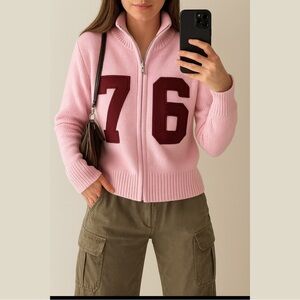Arden B Y2K varsity style zip up top. Preppy, Academia Collegiate